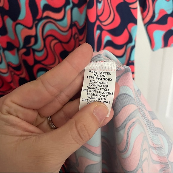 Katharine Way Dress Red Shift Geo Print half sleeve v neck - Picture 3 of 4